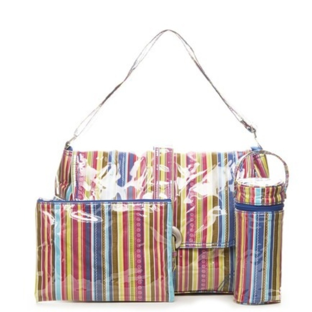 Kalencom Striped Laminated 4 Pc Buckle Diaper Bag